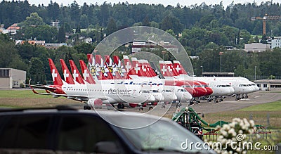 Planes grounded due to covid Editorial Stock Photo