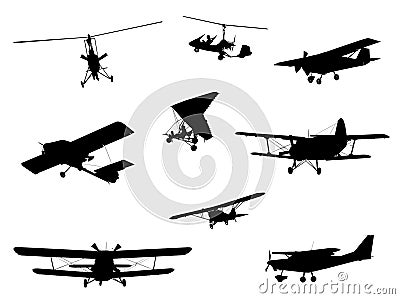 Planes silhouette set Stock Photo