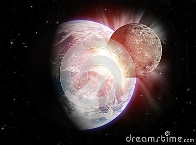 Planet collision Stock Photo