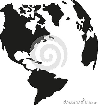 Planet earth with american continents silhouette Vector Illustration