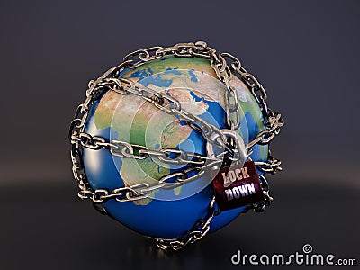 Planet Earth chained and locked with padlock Stock Photo