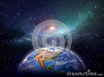 Planet Earth in cosmic space Stock Photo