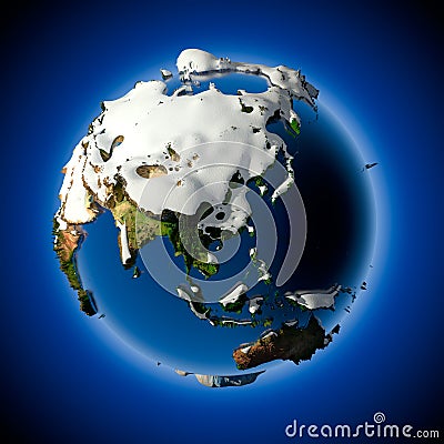 Planet Earth is covered by snow Stock Photo