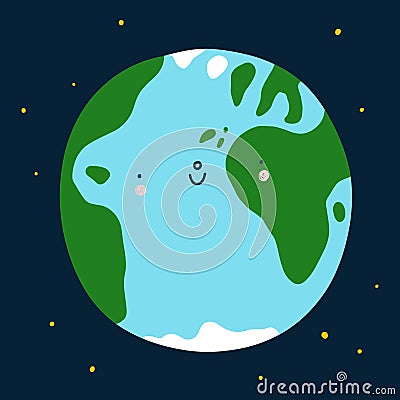 Planet Earth cute cartoon vector character Vector Illustration