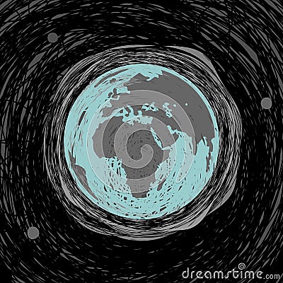 Planet earth drawing sketch Vector Illustration