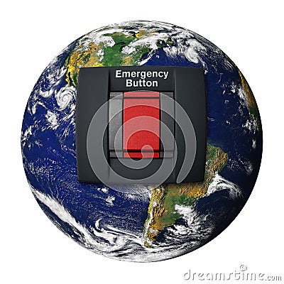 Planet Earth Emergency Button Stock Photo