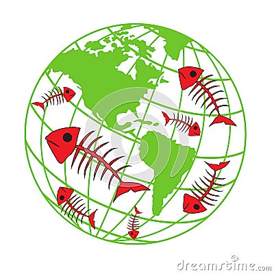 Planet Earth, environmental pollution, natural disaster, ecology icons Vector Illustration