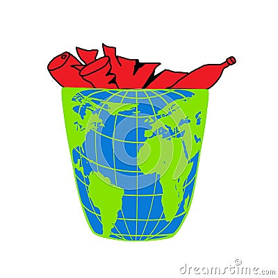 Planet Earth, environmental pollution, natural disaster, ecology icons Vector Illustration