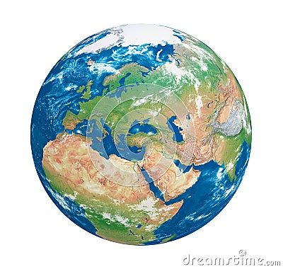 Planet Earth Europe View Isolated Stock Photo