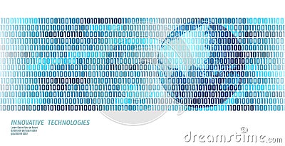 Planet Earth global data exchange binary code. Security payment personal information glowing business concept world map Vector Illustration