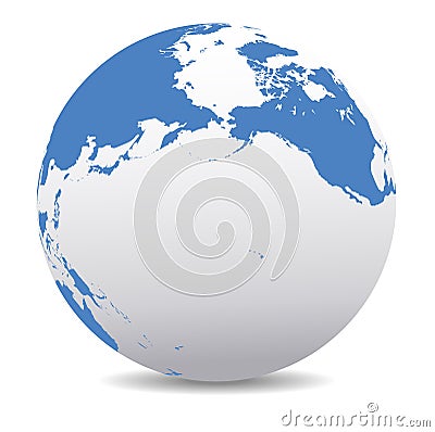 Planet Earth Global World Pacific Rim North America, Canada, Siberia Russia and Hawaii Vector Illustration