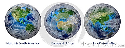 Planet Earth, Global World showing America, Europe, Africa, Asia, continent Stock Photo