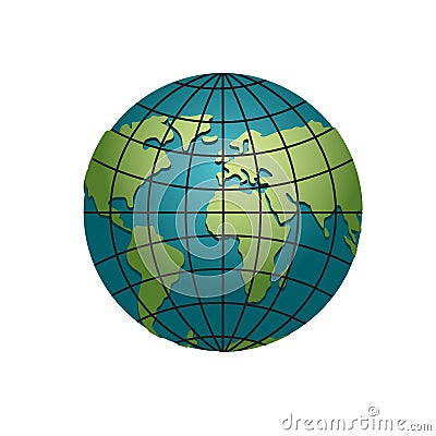 Planet earth globe. Model of sphere. Astronomical objects or celestial atlas Vector Illustration