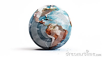 Planet earth globe view from space showing realistic earth surface and world map as in outer space point of view png isolated Stock Photo