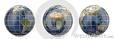 Planet earth with gold mesh. Showing America, Europe, Africa, Asia, Australia continent Stock Photo