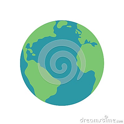 Planet earth map globe green blue illustration icon vector Vector Illustration