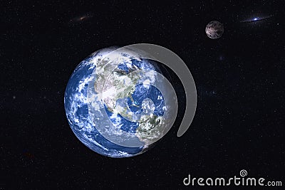 Planet Earth with Mars in the space Stock Photo