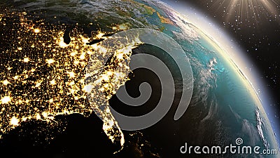 Planet Earth North America zone using satellite imagery NASA Stock Photo