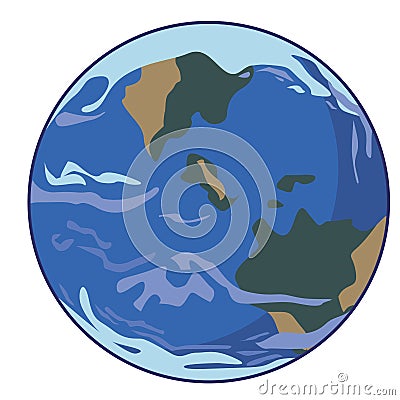 Planet earth with oceans and creatures isolated on white background for design, flat vector stock illustration with globe or space Vector Illustration