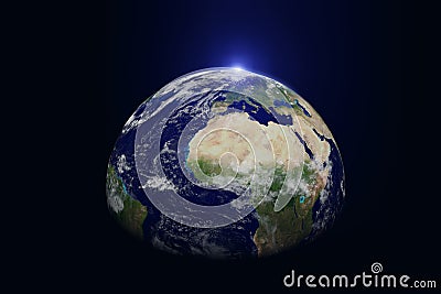 Planet earth from outer space with day and night included blue ring light, Elements of this image are furnished by NASA. Stock Photo