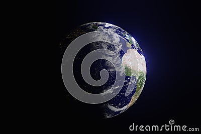 Planet earth from outer space with day and night which included light illuminate on night part of the earth. Stock Photo