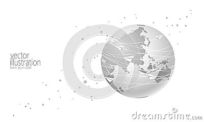 Planet Earth with paper plane messaging letters. Online internet network communication mail. International global Vector Illustration