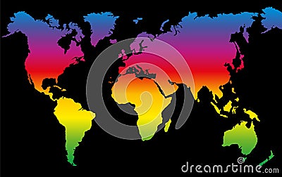 Planet Earth Rainbow Colored World Map Vector Illustration