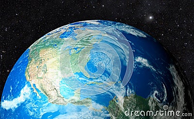 Planet Earth in space background Stock Photo