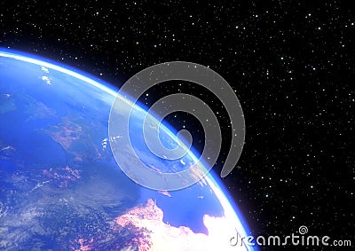 Planet earth in space closeup - 3D render Stock Photo