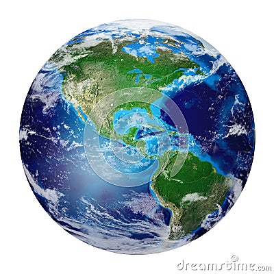 Planet Earth from space showing North and South America, USA, Stock Photo