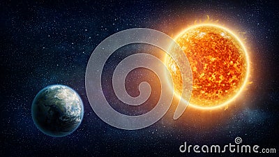 Planet Earth and sun Stock Photo