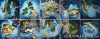 Planet Earth topography map set Stock Photo