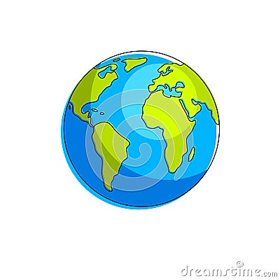 Planet earth vector illustration isolated on white background, America, Africa Vector Illustration