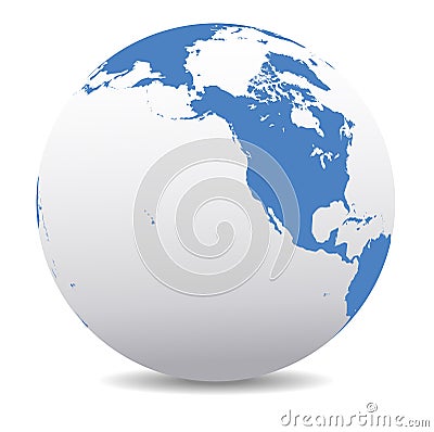 North America, Canada, Siberia and Hawaii Global World Earth Vector Illustration