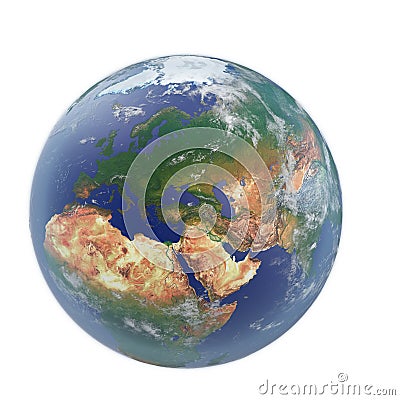 Planet Earth on white. 3D illustration, clipping path Cartoon Illustration