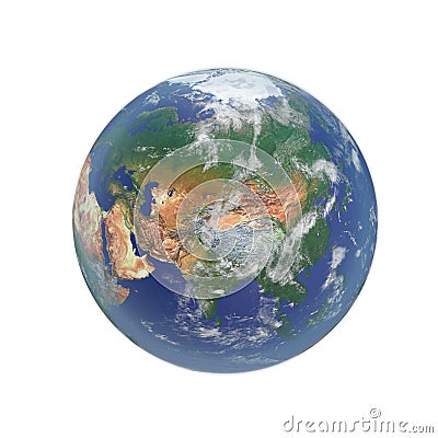 Planet Earth on white. 3D illustration, clipping path Cartoon Illustration