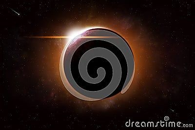 Planet Eclipse Space Background Cartoon Illustration