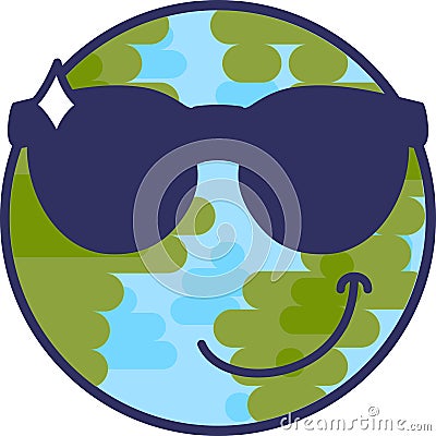 Planet emoji wearing sunglasses and smiling vector Vector Illustration