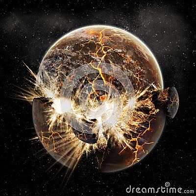 Planet explosion - Universe exploration Stock Photo