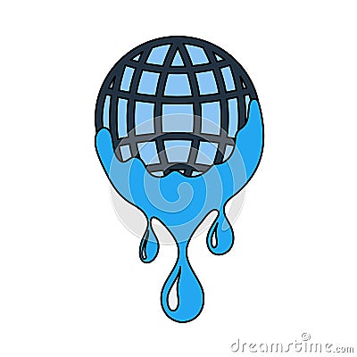 Planet With Flowing Down Water Icon Vector Illustration
