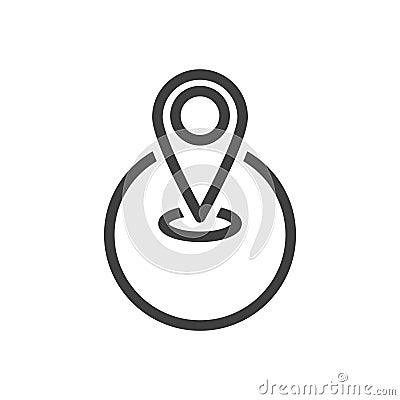 Planet geolocation icon. A minimalistic abstract image of a point on a round sphere. Isolated vector on white background Vector Illustration