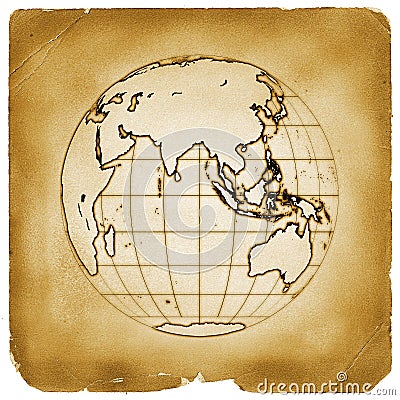 Planet globe earth old vintage paper Stock Photo