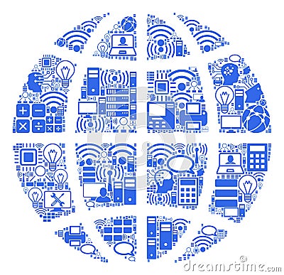 Planet Globe Mosaic Icon for BigData and Computing Vector Illustration