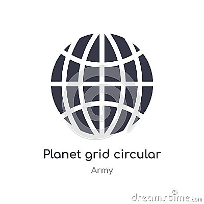 planet grid circular icon. isolated planet grid circular icon vector illustration from army collection. editable sing symbol can Vector Illustration