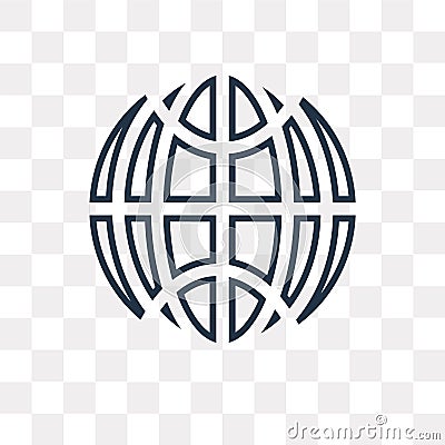 Planet grid circular vector icon isolated on transparent backgro Vector Illustration