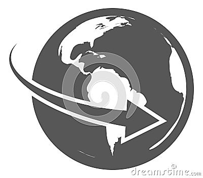 Planet icon with round motion. Global communication symbol Vector Illustration