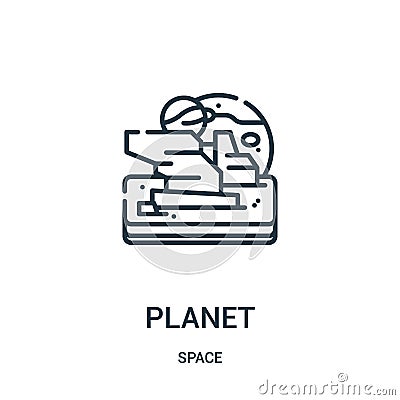 planet icon vector from space collection. Thin line planet outline icon vector illustration Vector Illustration