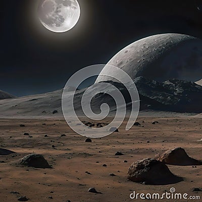 Planet mars having two moons Stock Photo