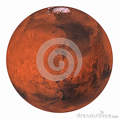 Planet Mars with polar ice isolated Stock Photo