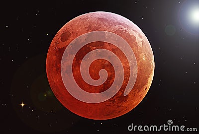 Planet Mars, in red rusty color, on a dark background. Elements of this image were furnished by NASA Stock Photo